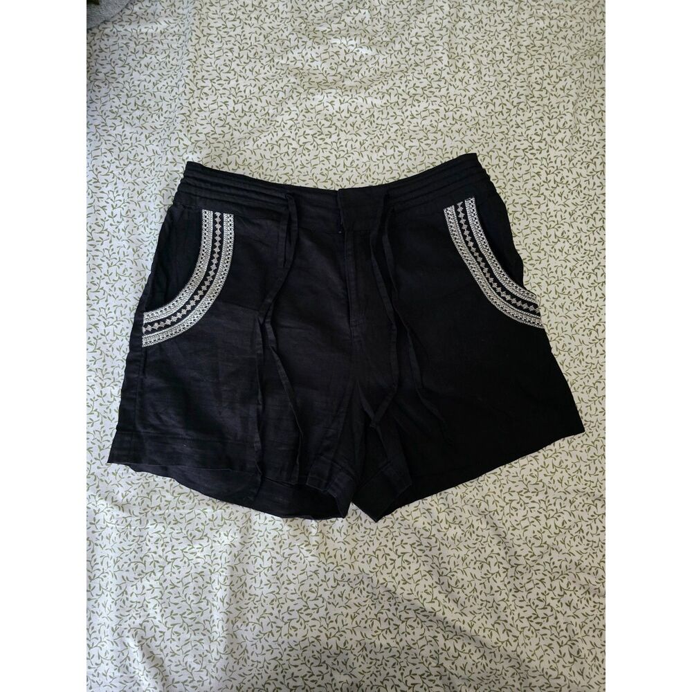 Black Shorts with Crochet Pocket Trim